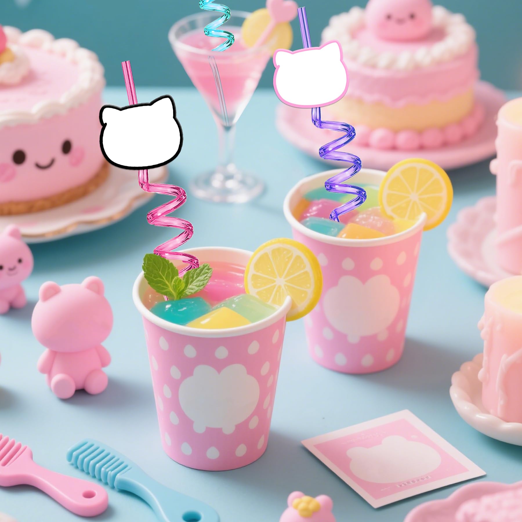 AMFZON 24 Kitty party straw pink color design