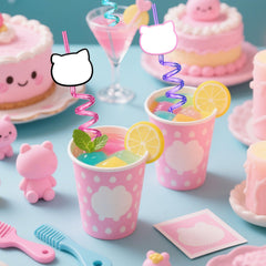 AMFZON 24 Kitty party straw pink color design
