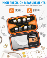 0.01g precision shown on scale display
