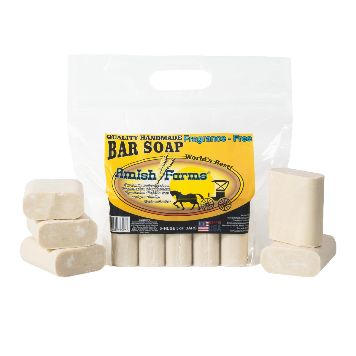Amish Farms fragrance free bentonite clay bar soap 5 oz bar