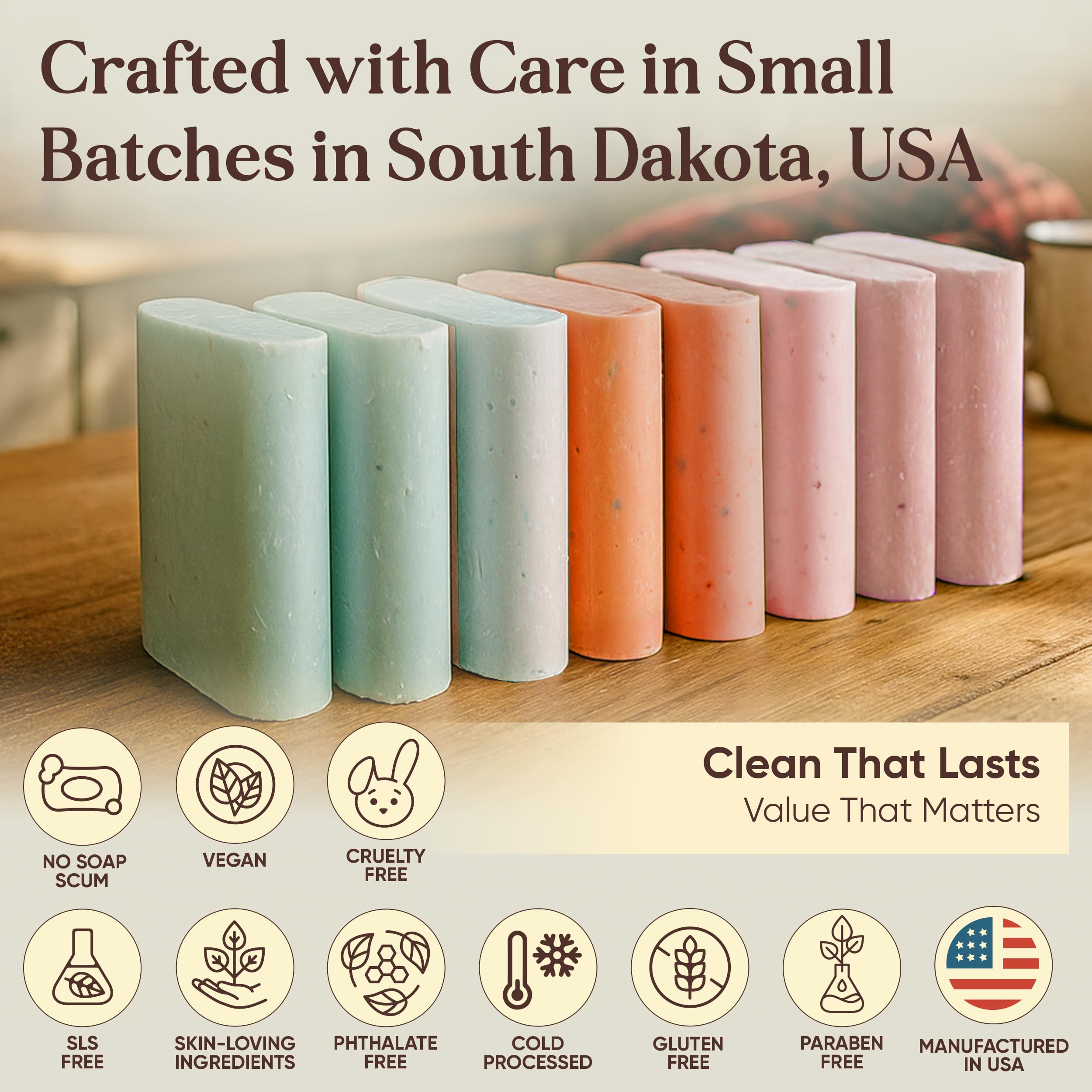 2.5 lb total soap pack with 3 Pink, 3 White, 2 Blue bars