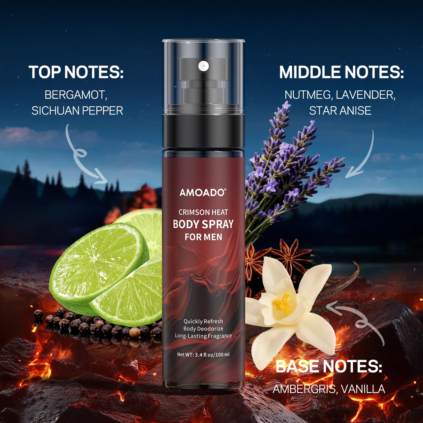 Woody Leather scent AMOADO body spray for men