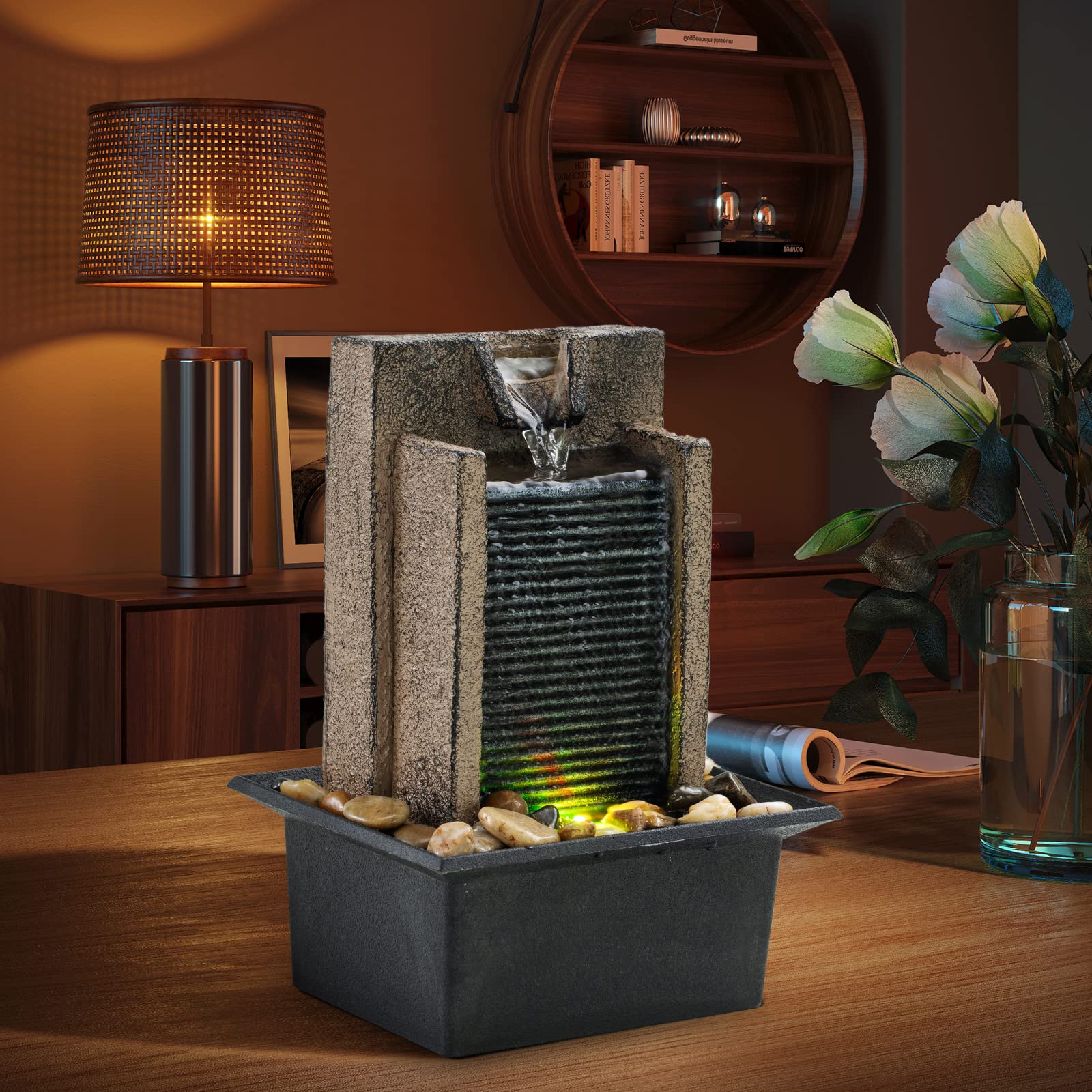 LED light included with meditation fountain