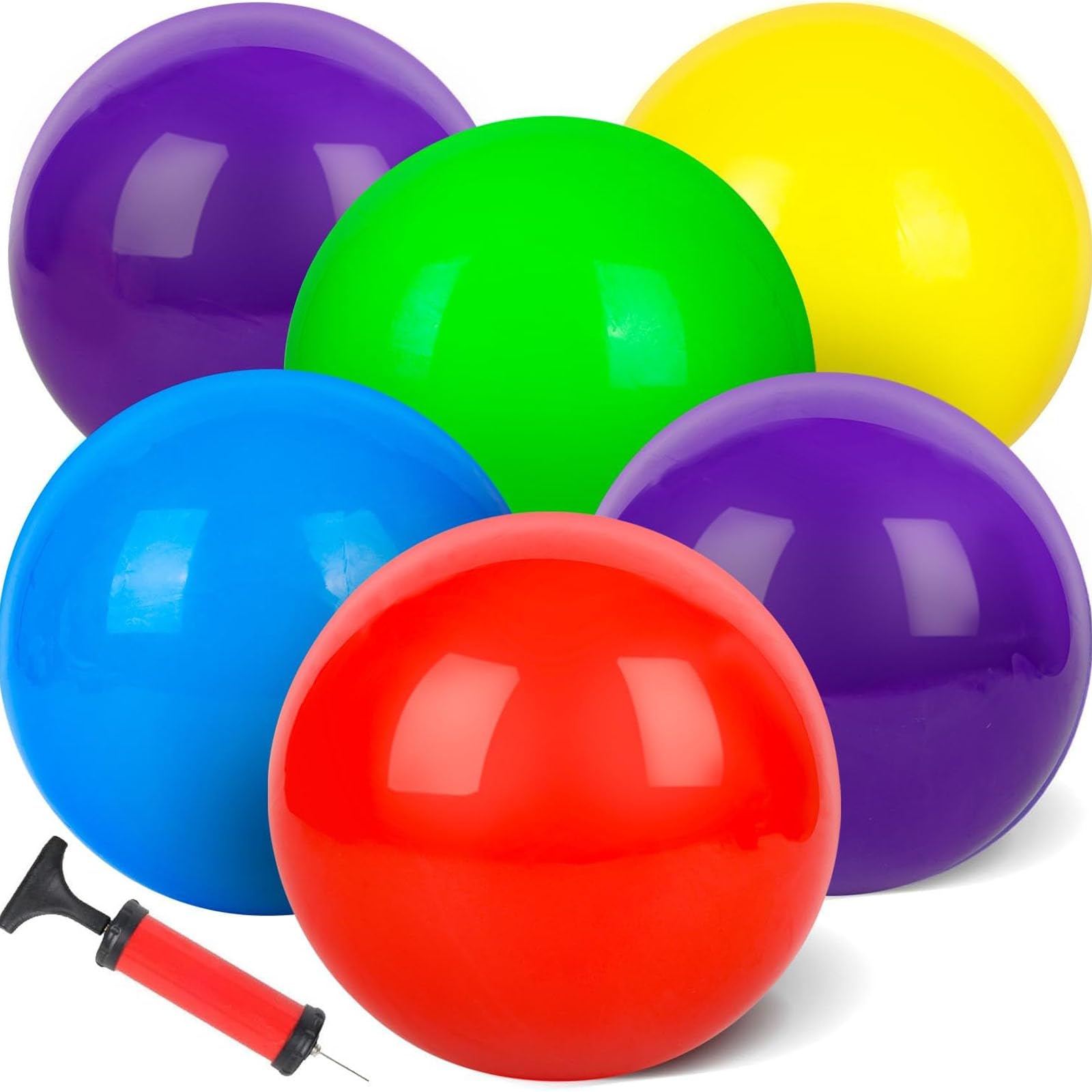 AMOR PRESENT 6 PCS Playground Balls with Pump red blue yellow
