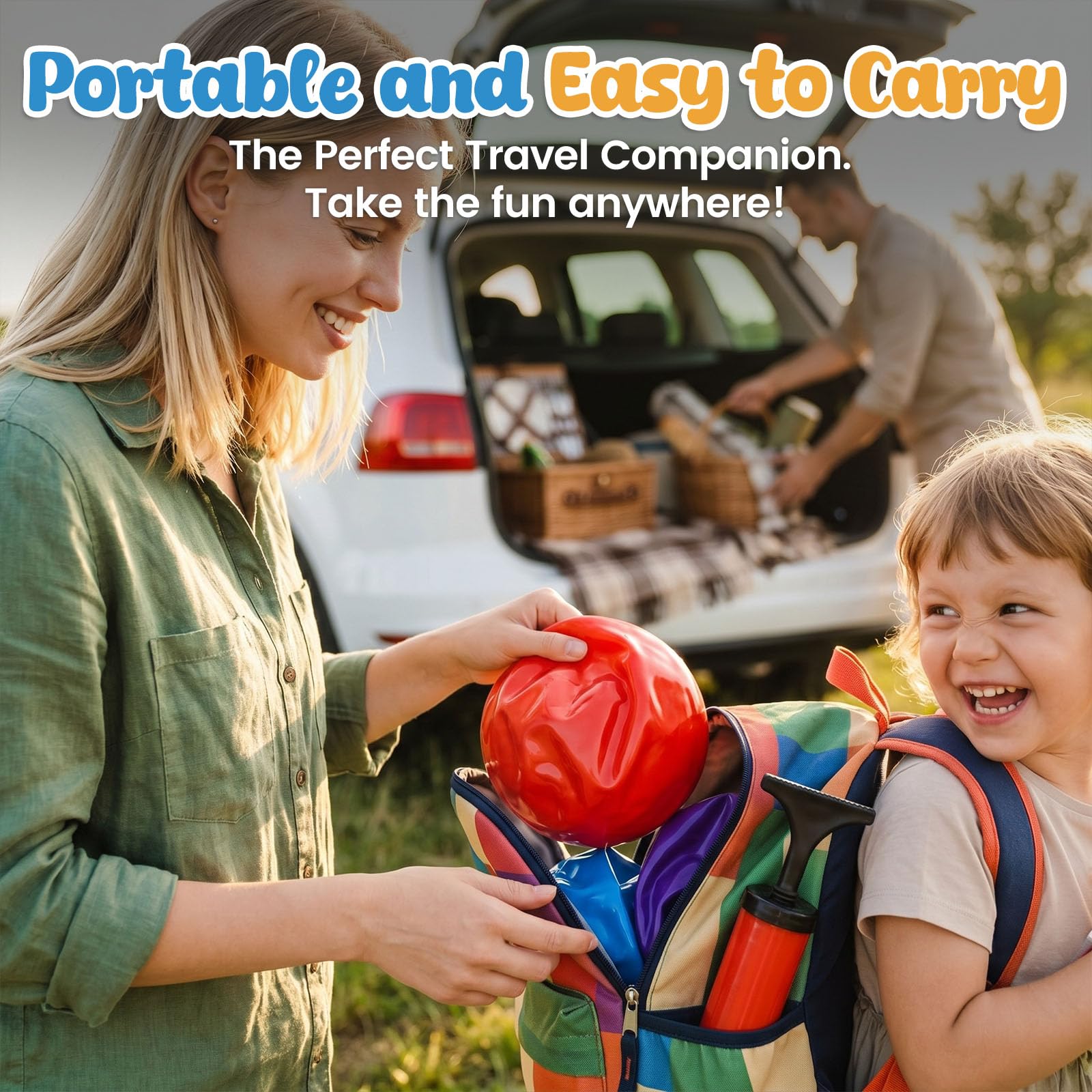 Deflatable portable AMOR PRESENT 6-pack playground balls for travel