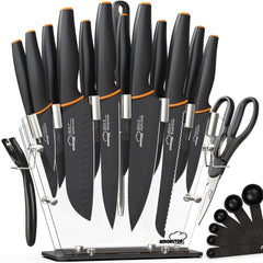 Amorston Knife Set acrylic block with 22-piece collection