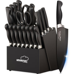 Amorston knife set with block and sharpener