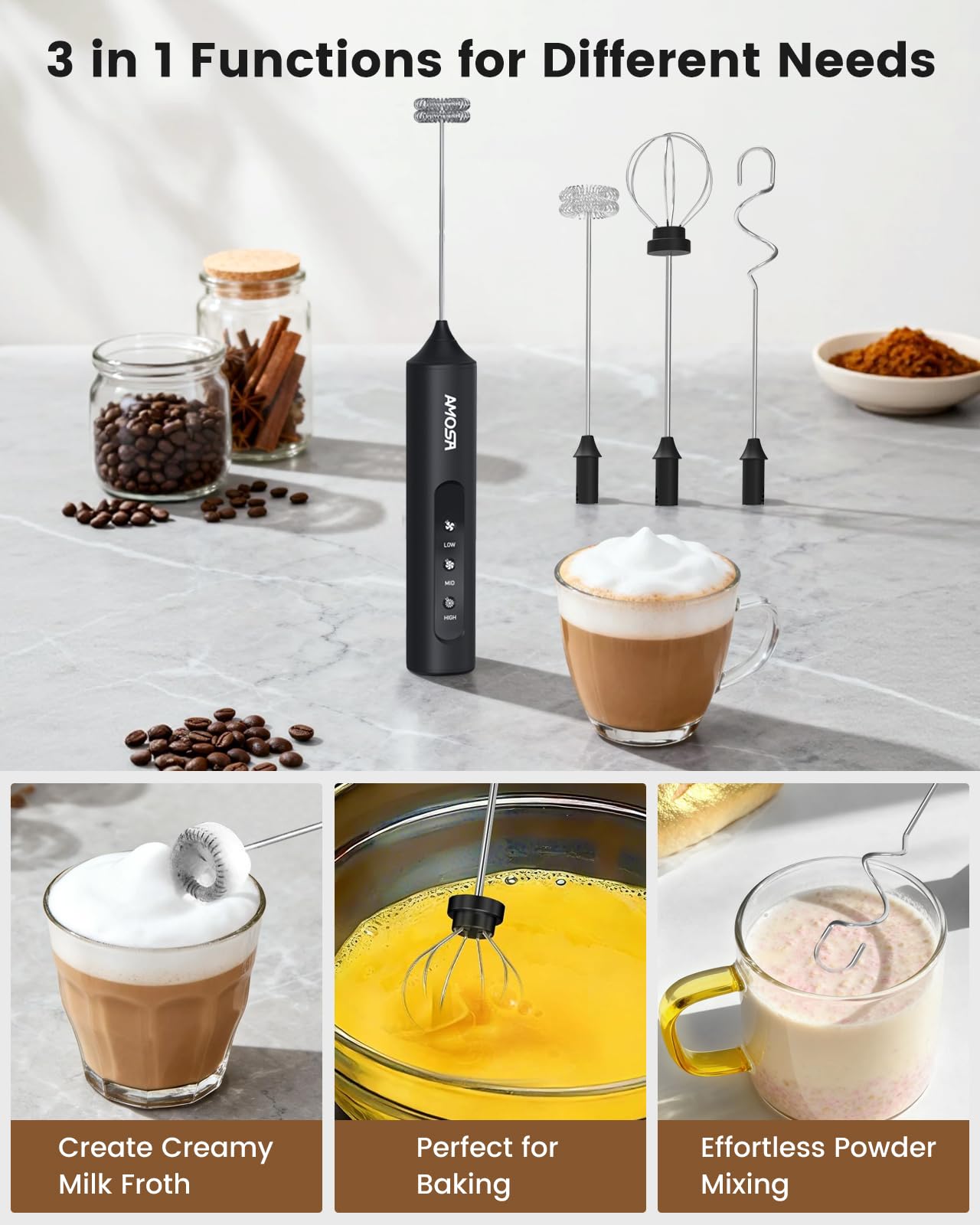 Frother with stand accessory setup