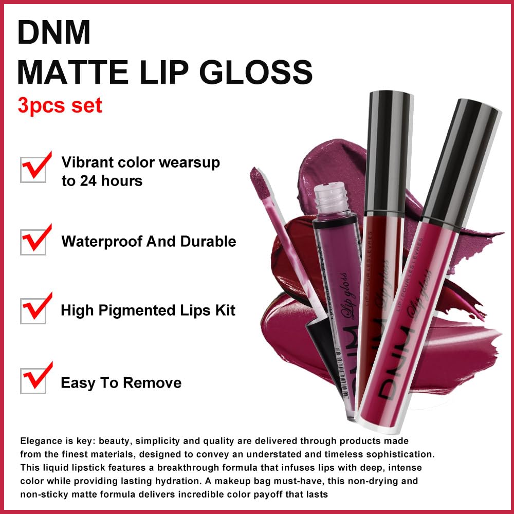 AMY'S DIARY lipstick set dark red purple matte plum