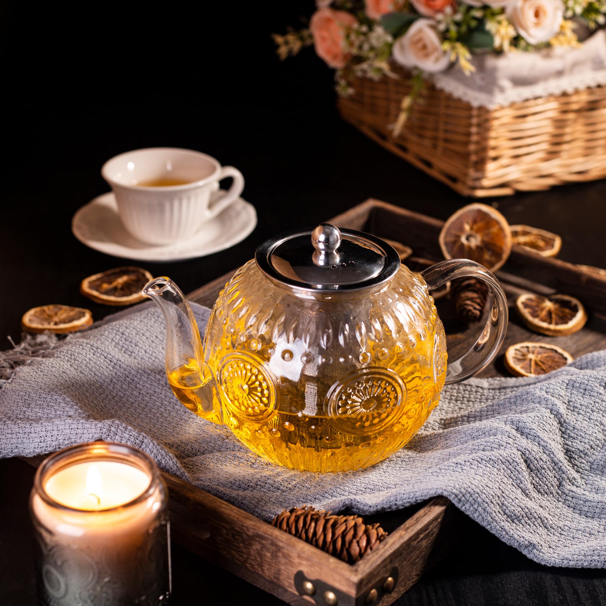 Large 1500ml capacity for gatherings Amzcku teapot