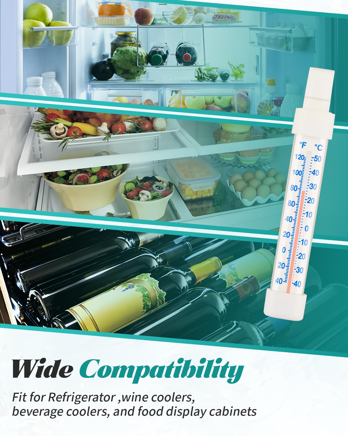 Analog hanging thermometer for fridge interior
