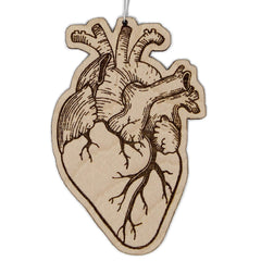 Anatomical Heart Valentine's Day Ornament in birch wood