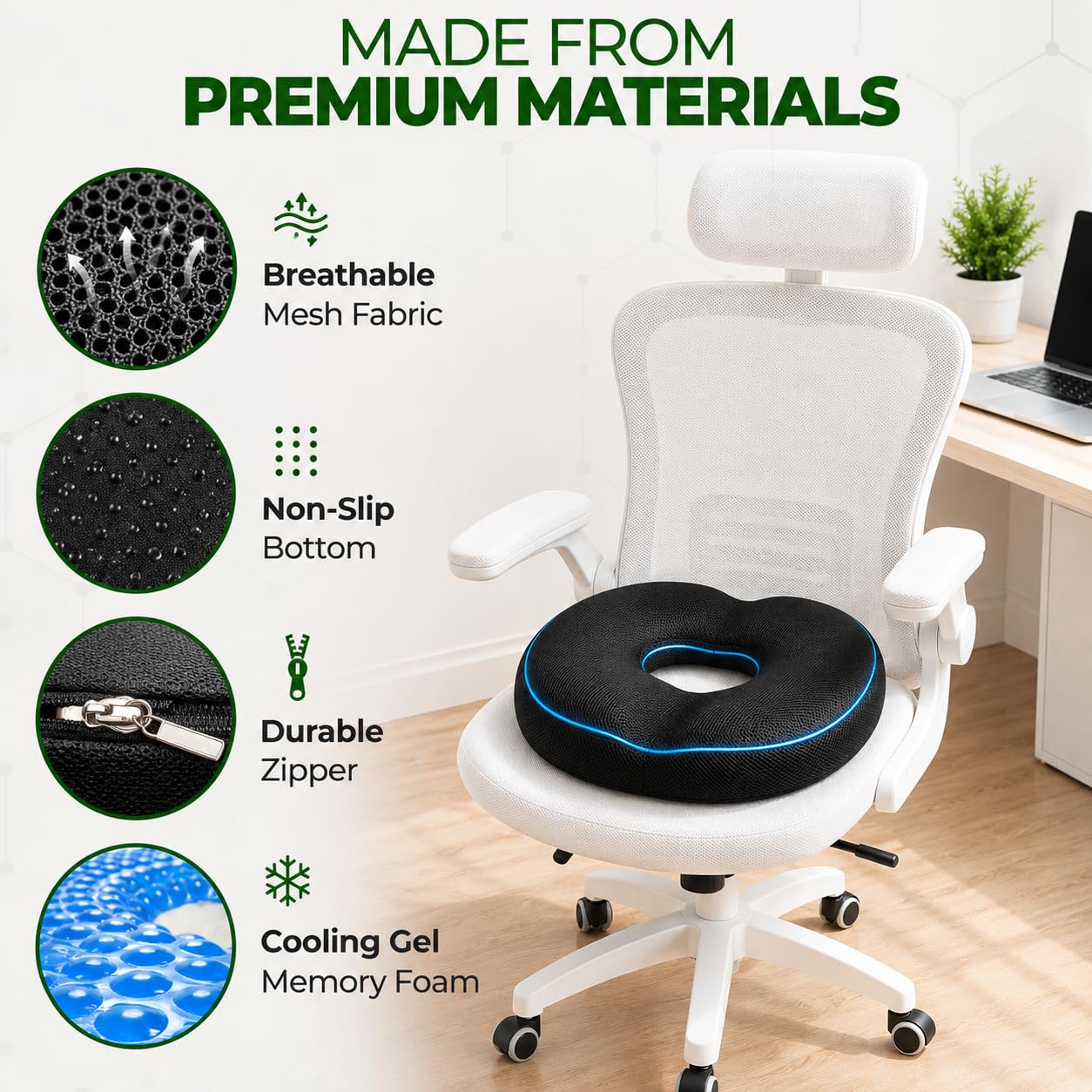 Portable donut gel pillow for car and travel