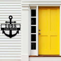 Anchor House Number Address Plaque nautical design