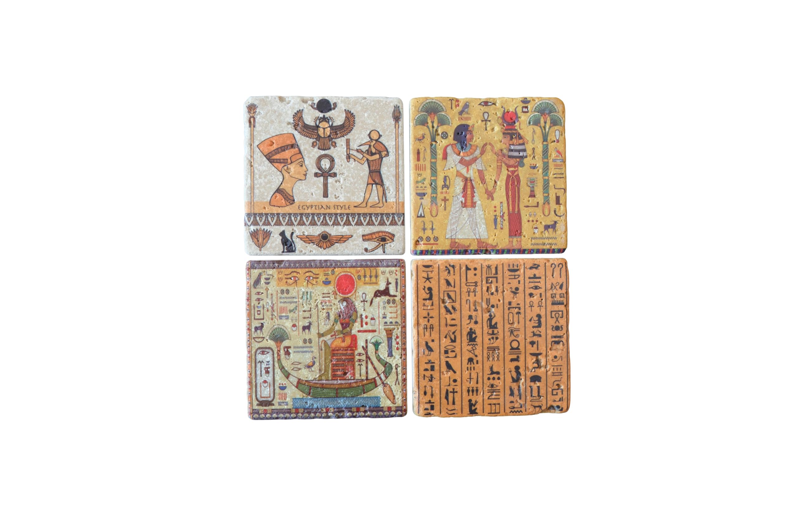 Ancient Egypt Coasters 4x4 square travertine absorbent surface