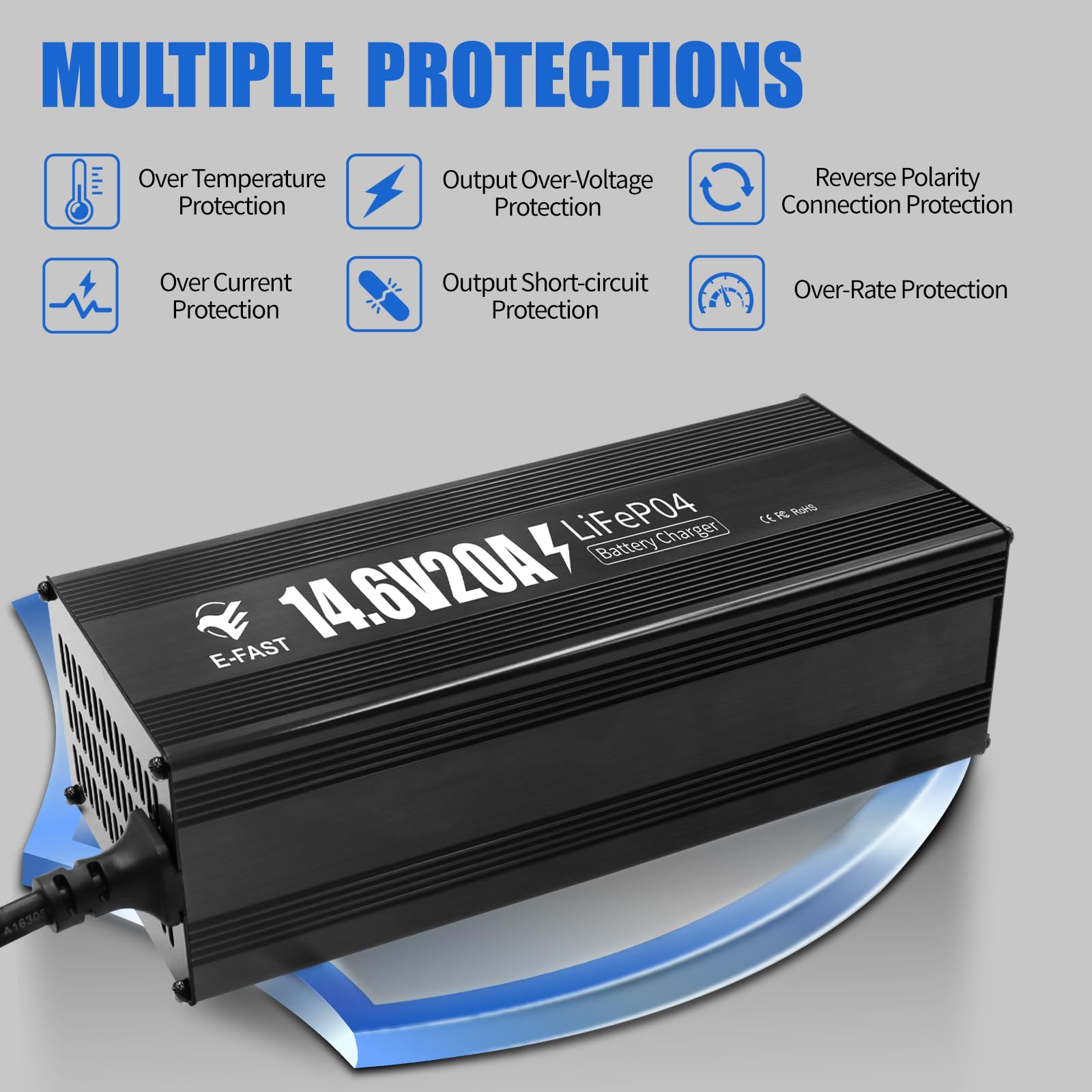 Charger suitable for golf carts RVs and marine boats