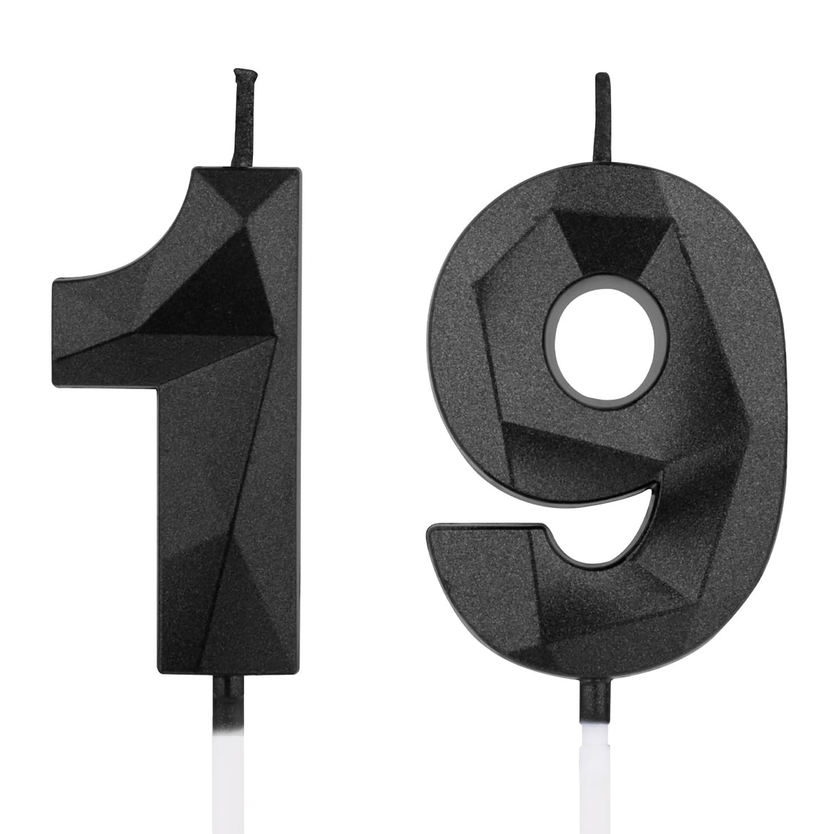 AndiluluBear 19th Black Birthday Candles with 3D diamond design
