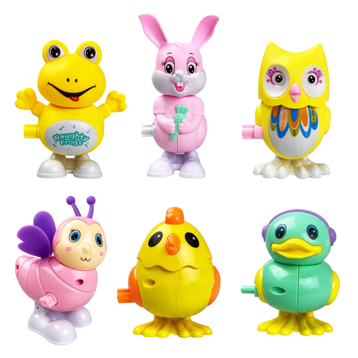 Anditoy Easter wind up toys six animal styles frog bee bunny chick bird owl
