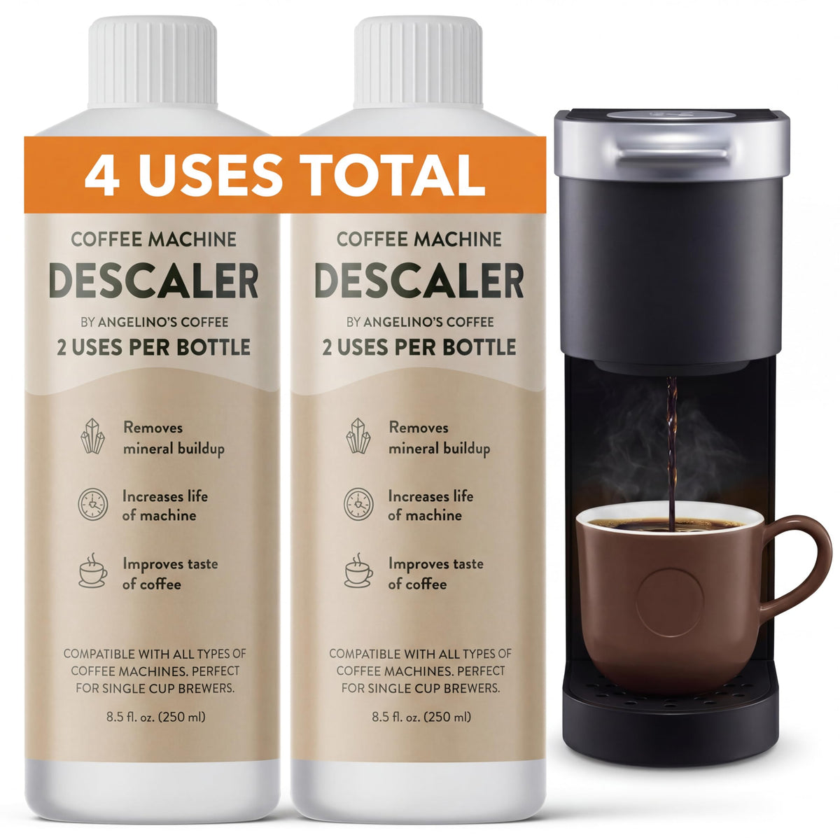 Angelino's universal descaling solution bottle for all coffee machines