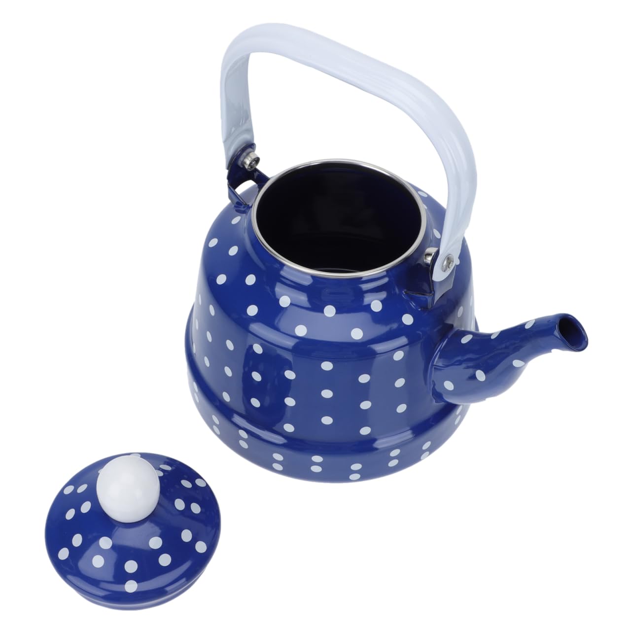 Angoily blue enamel kettle with metal handle