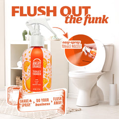Angry Orange 6 oz bathroom spray packaging