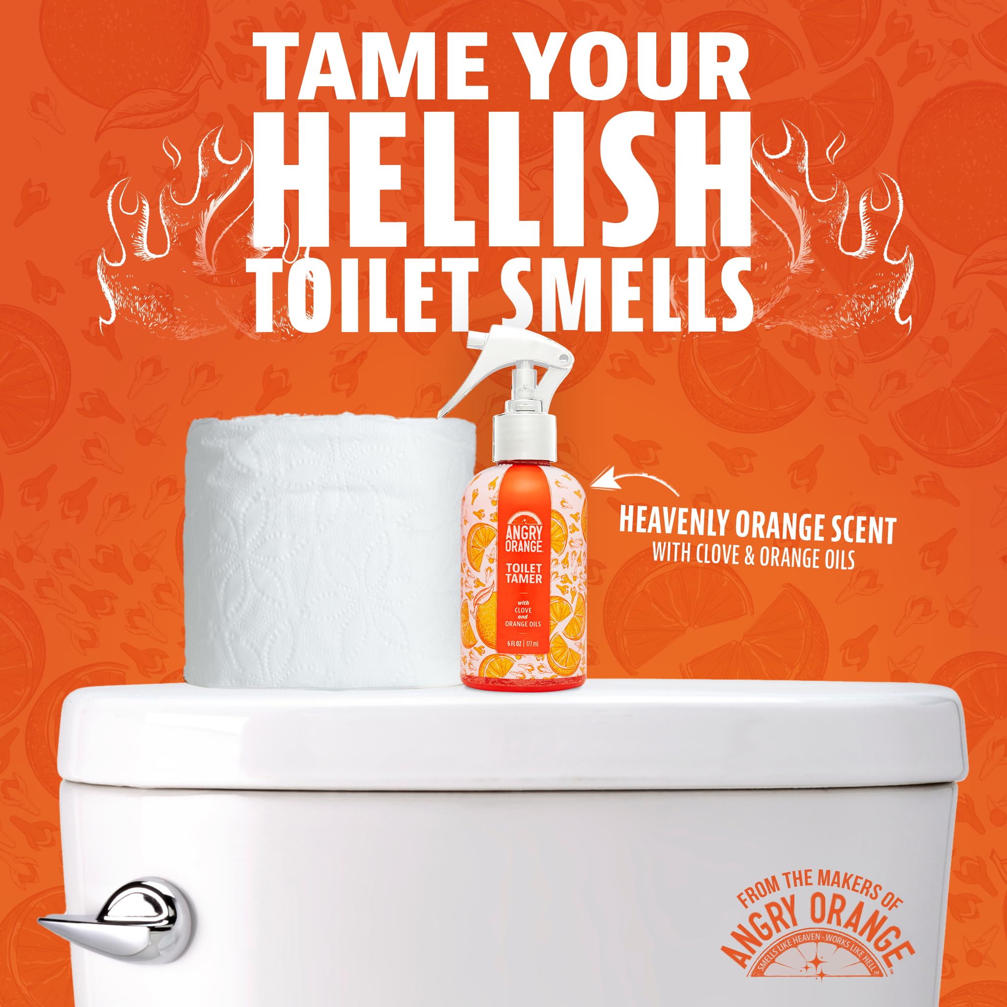 Angry Orange Toilet Tamer bathroom spray bottle
