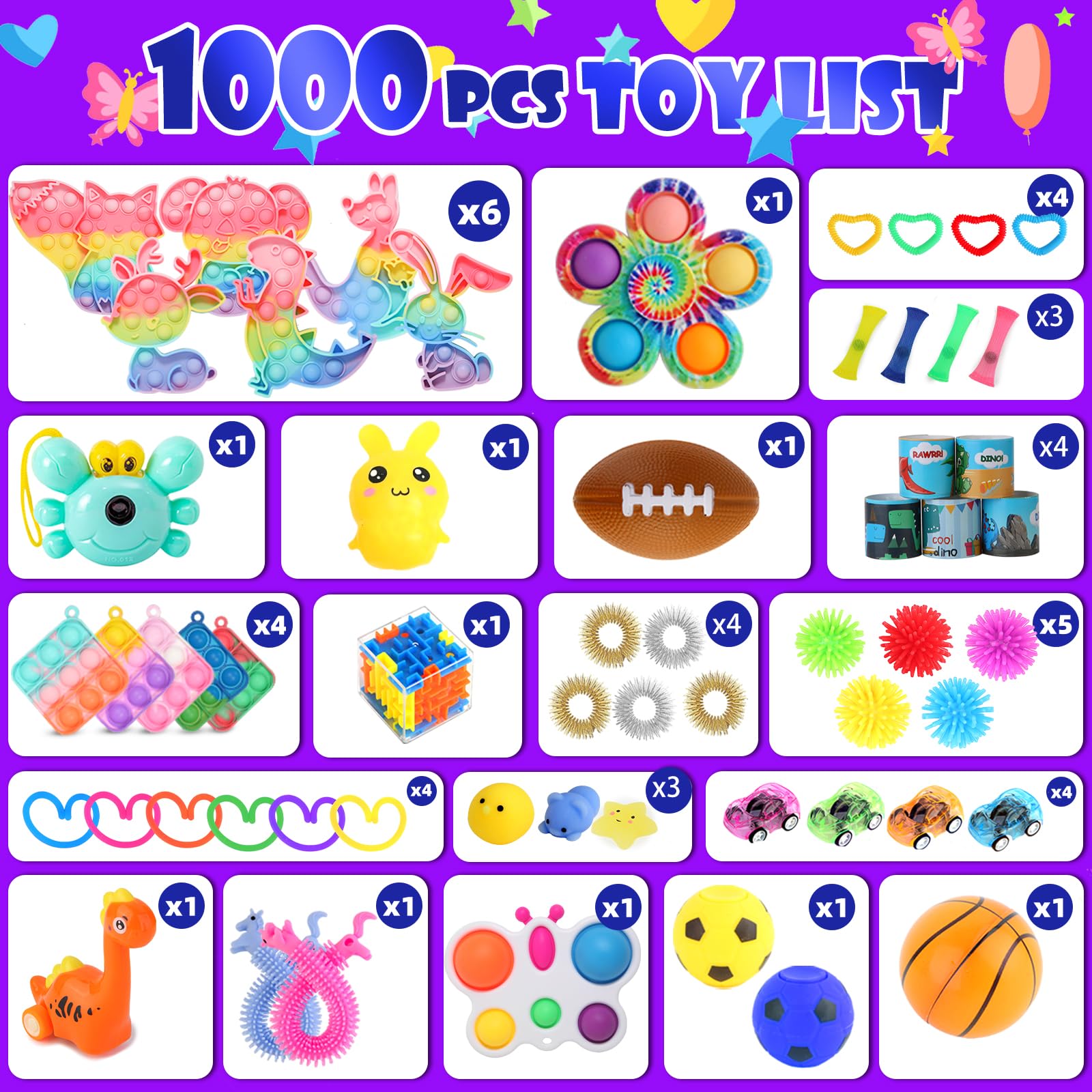 Animal fidget poppers assortment with multiple designs