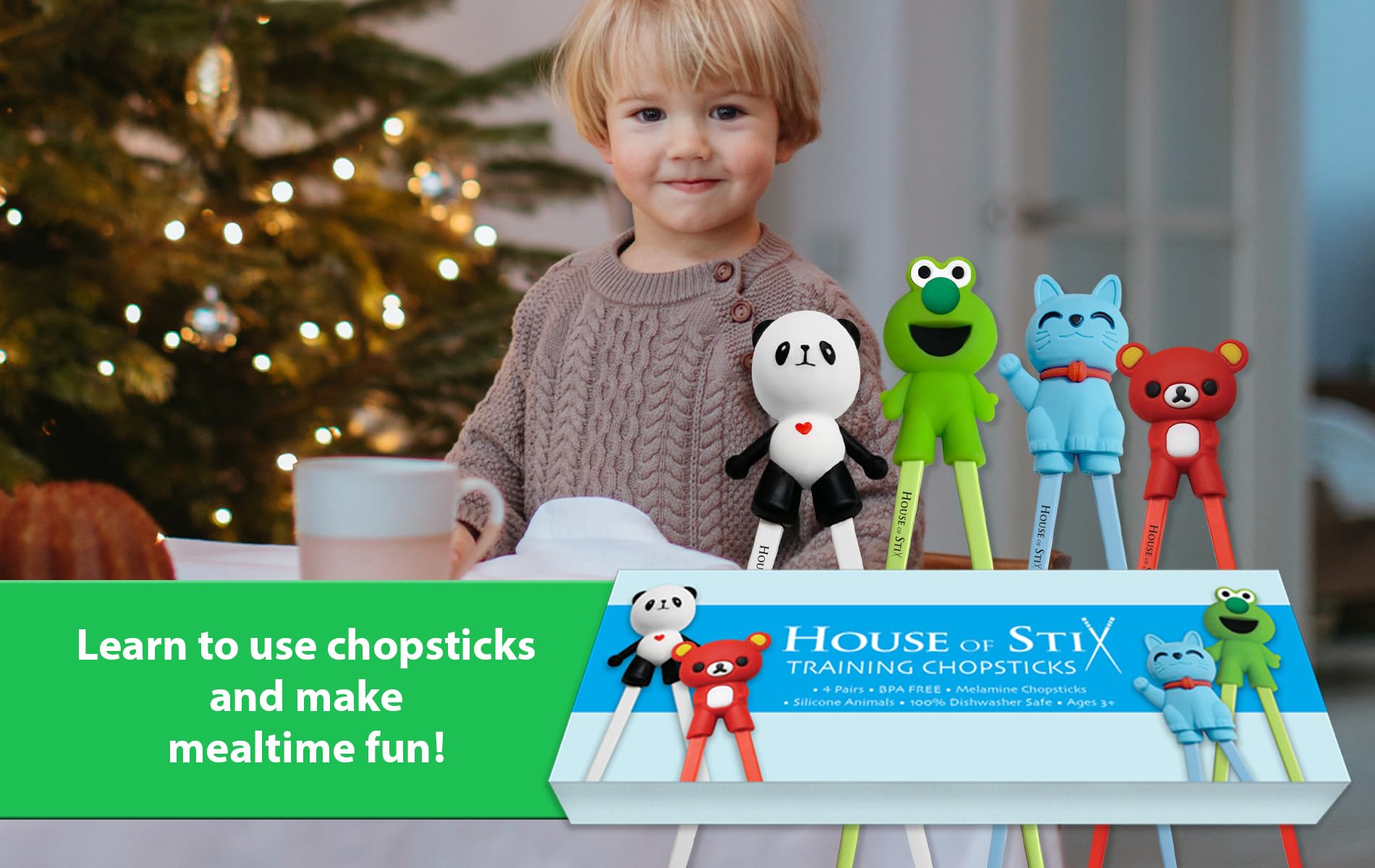 Animals 4-Pack training chopsticks for toddlers and adults