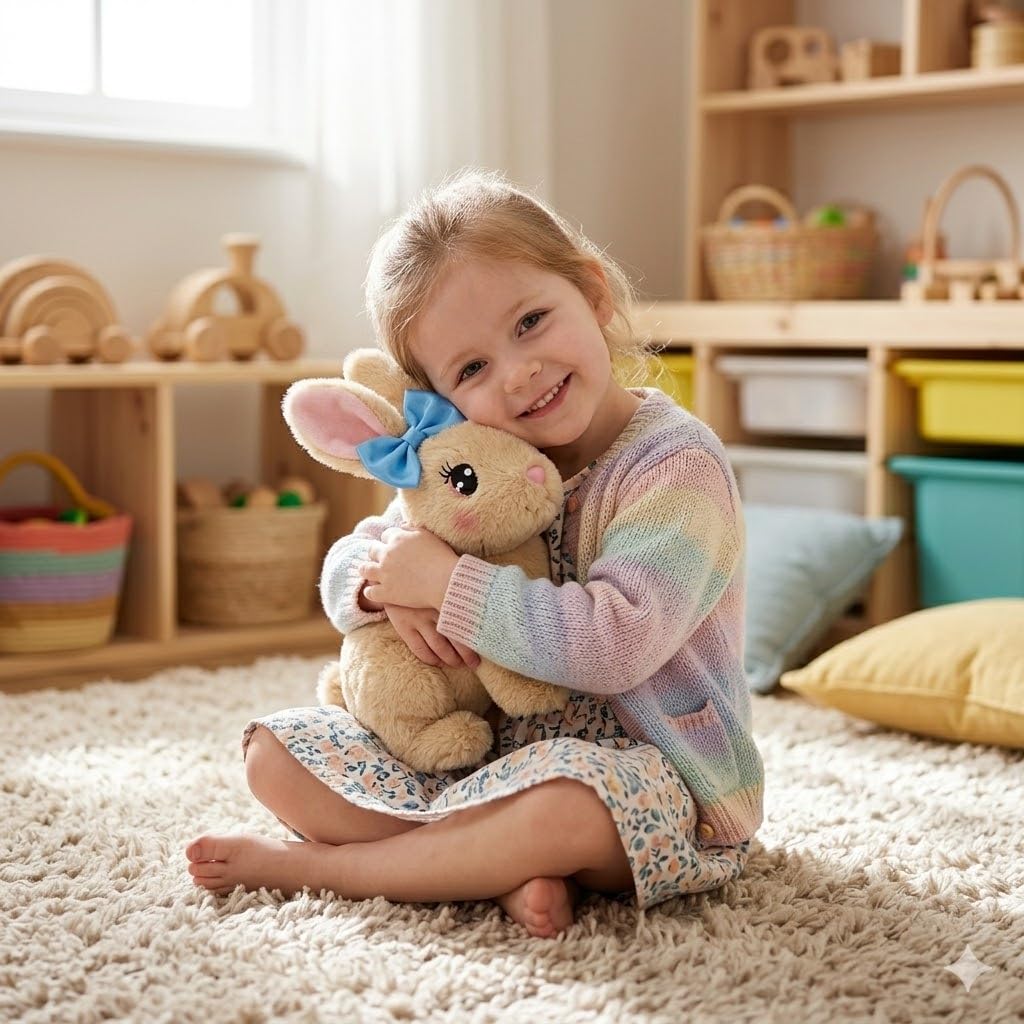 Animated walking bunny toy brown color detail