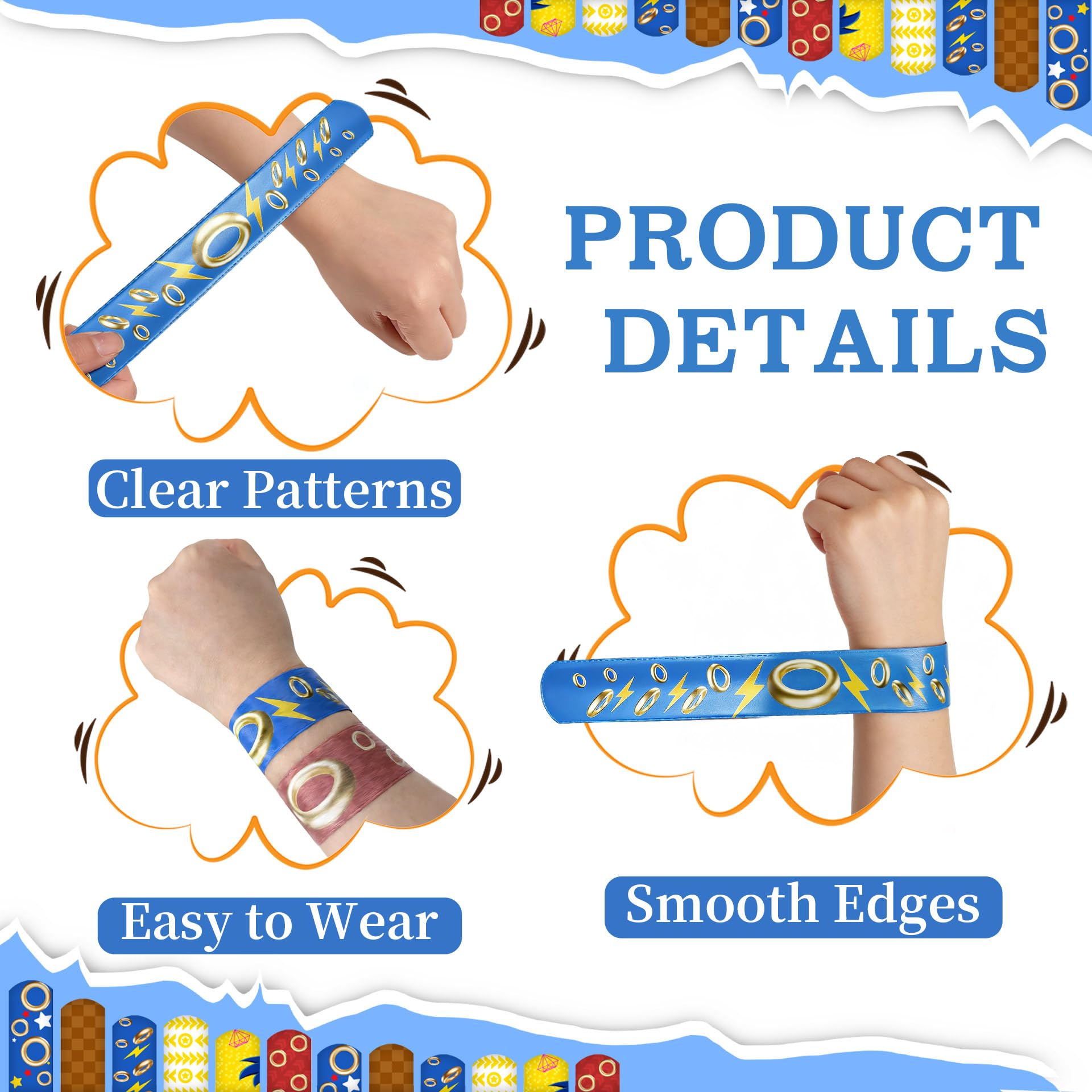 Video game style hedgehog slap bracelets for parties
