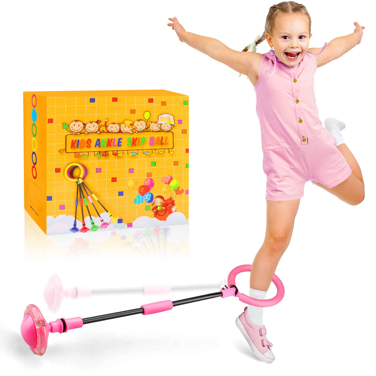 Ankle Skip Ball for Kids with flash wheel feature