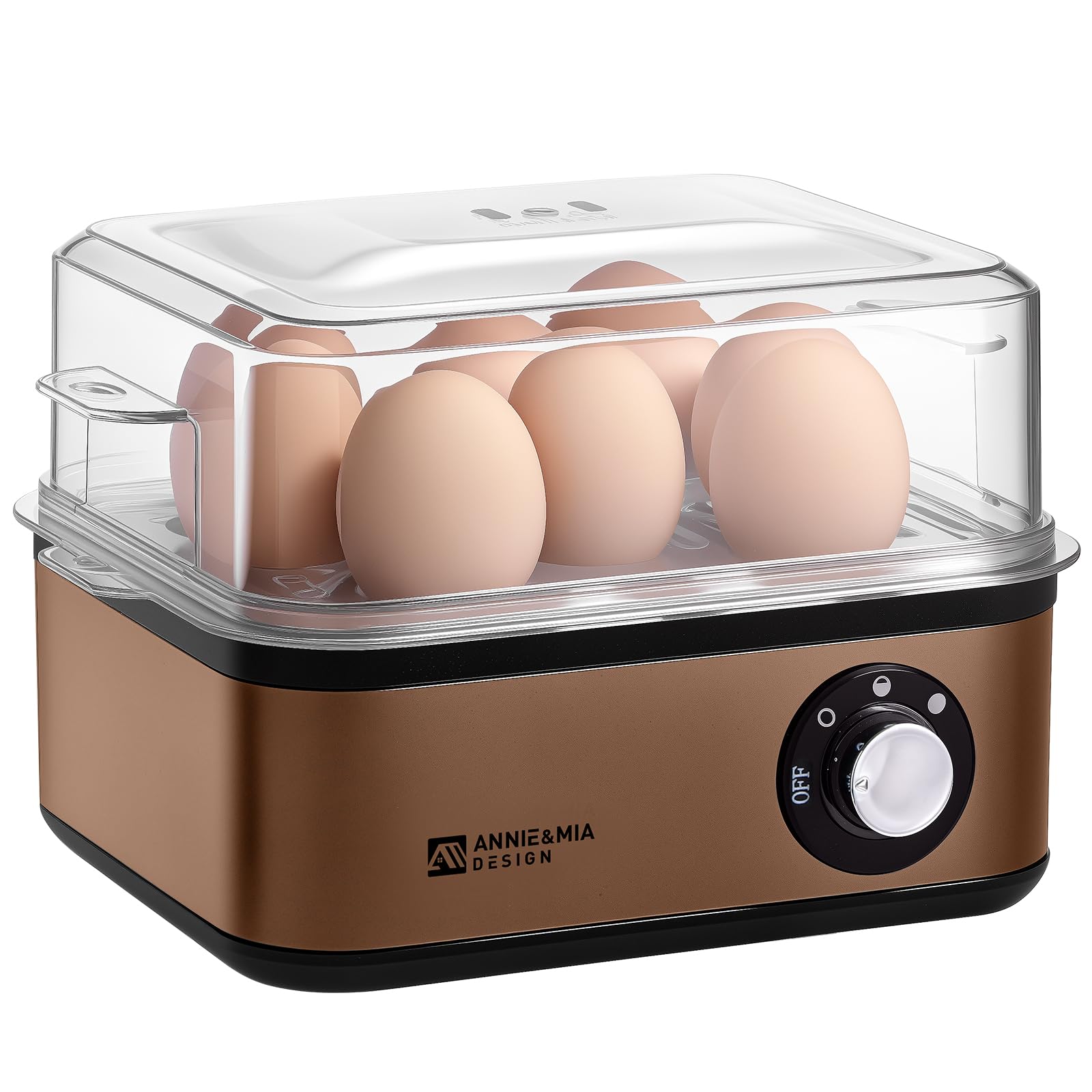 Annie & Mia Design stainless steel egg cooker front view