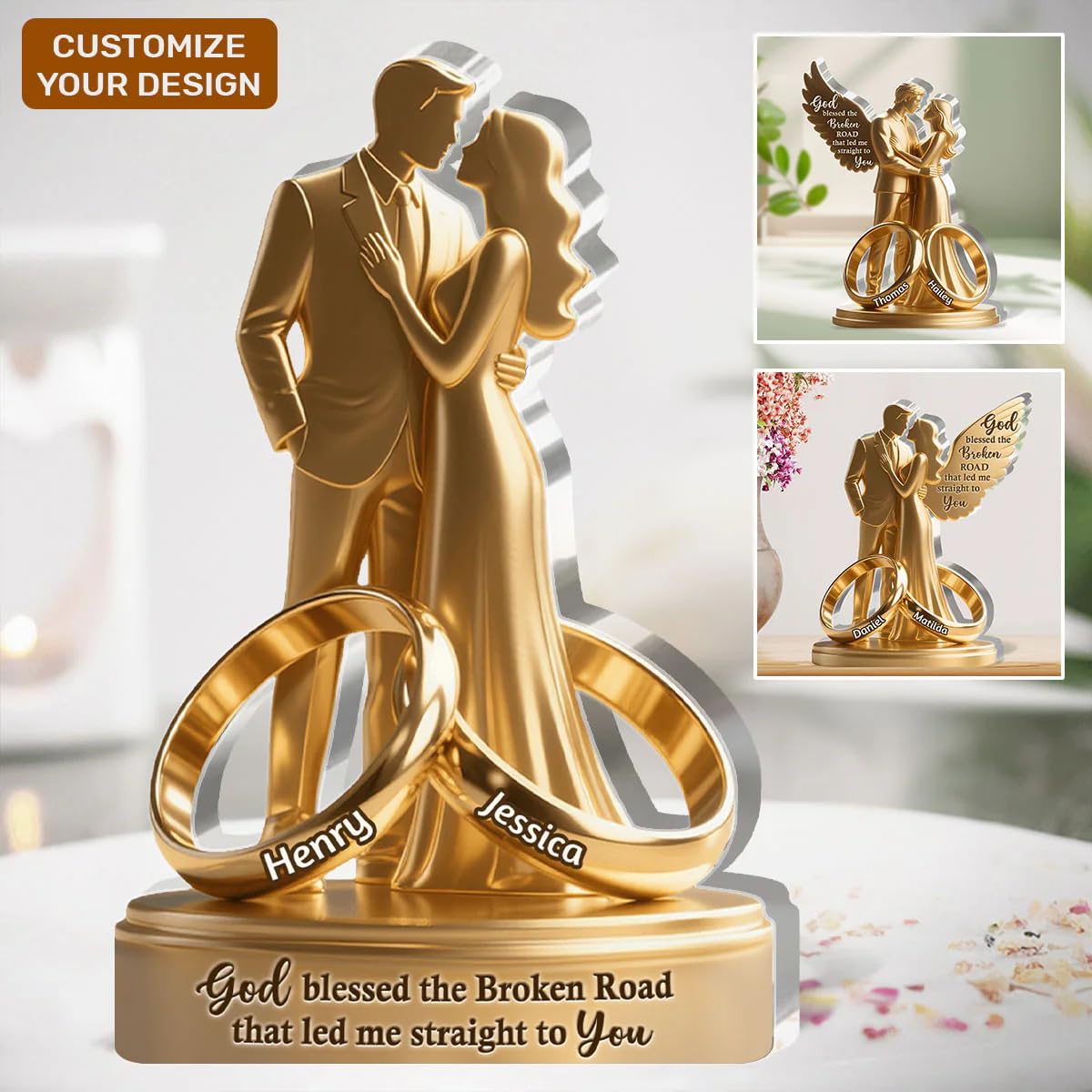 Acrylic keepsake with names and inspirational message