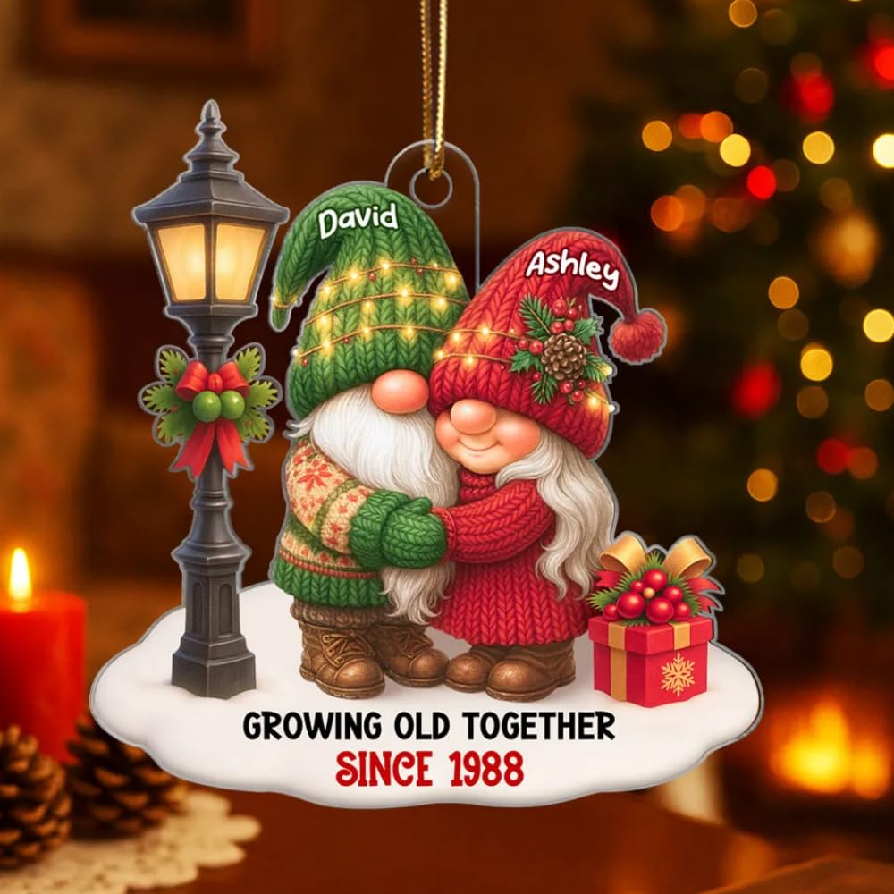 Anniversary gift gnome ornament for couples
