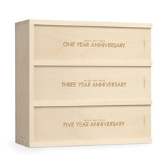 Anniversary Wine Box Classic Trio holds 3 bottles