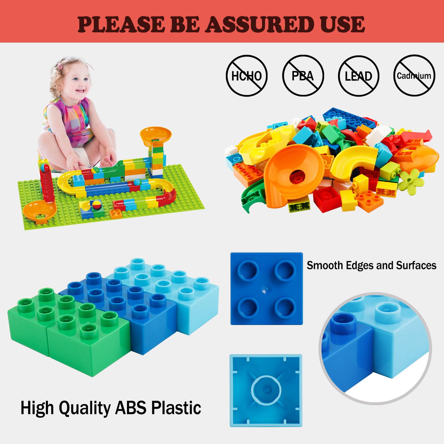 Bright colors aid tracking direction and assembly