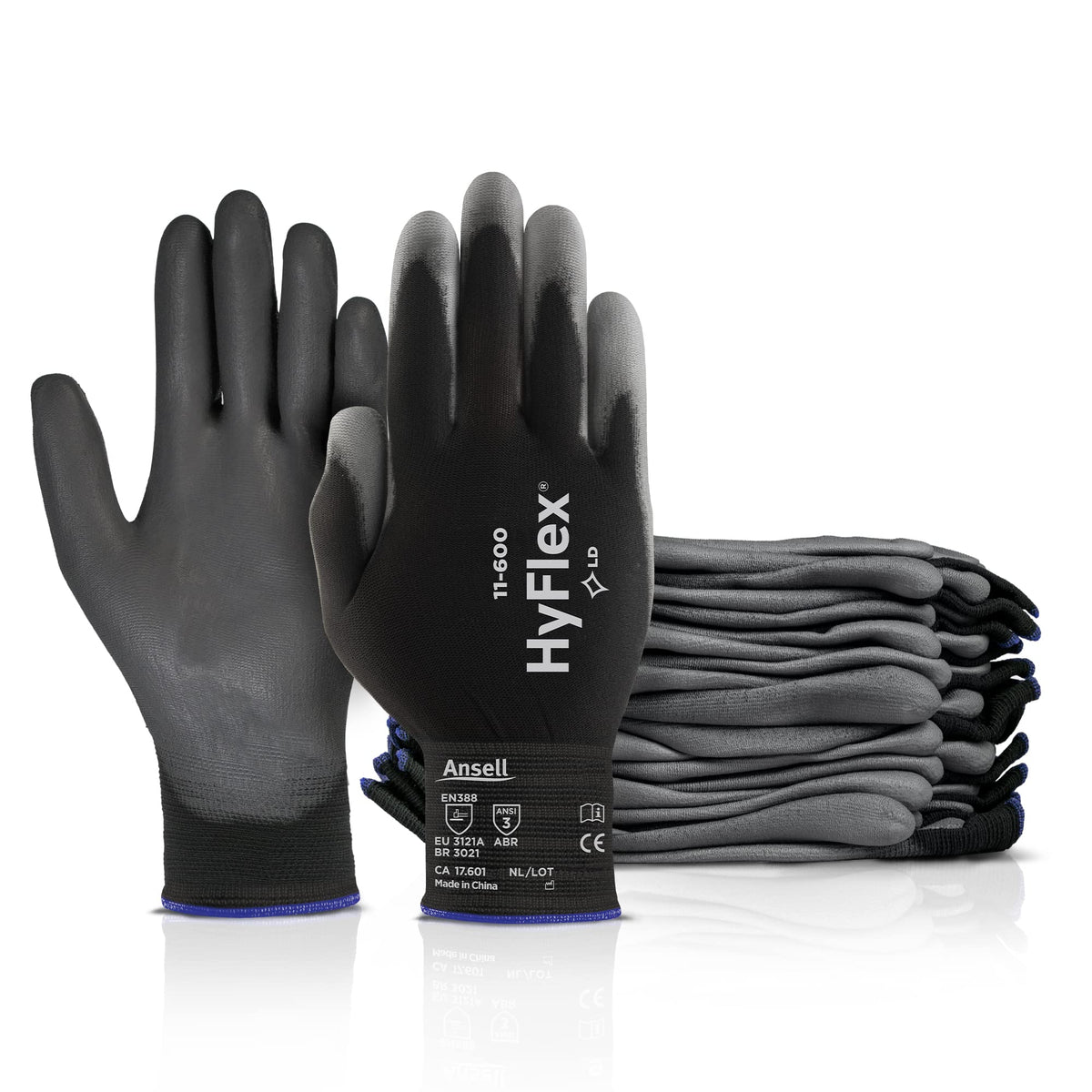 Ansell HyFlex 11-600 black gloves size L
