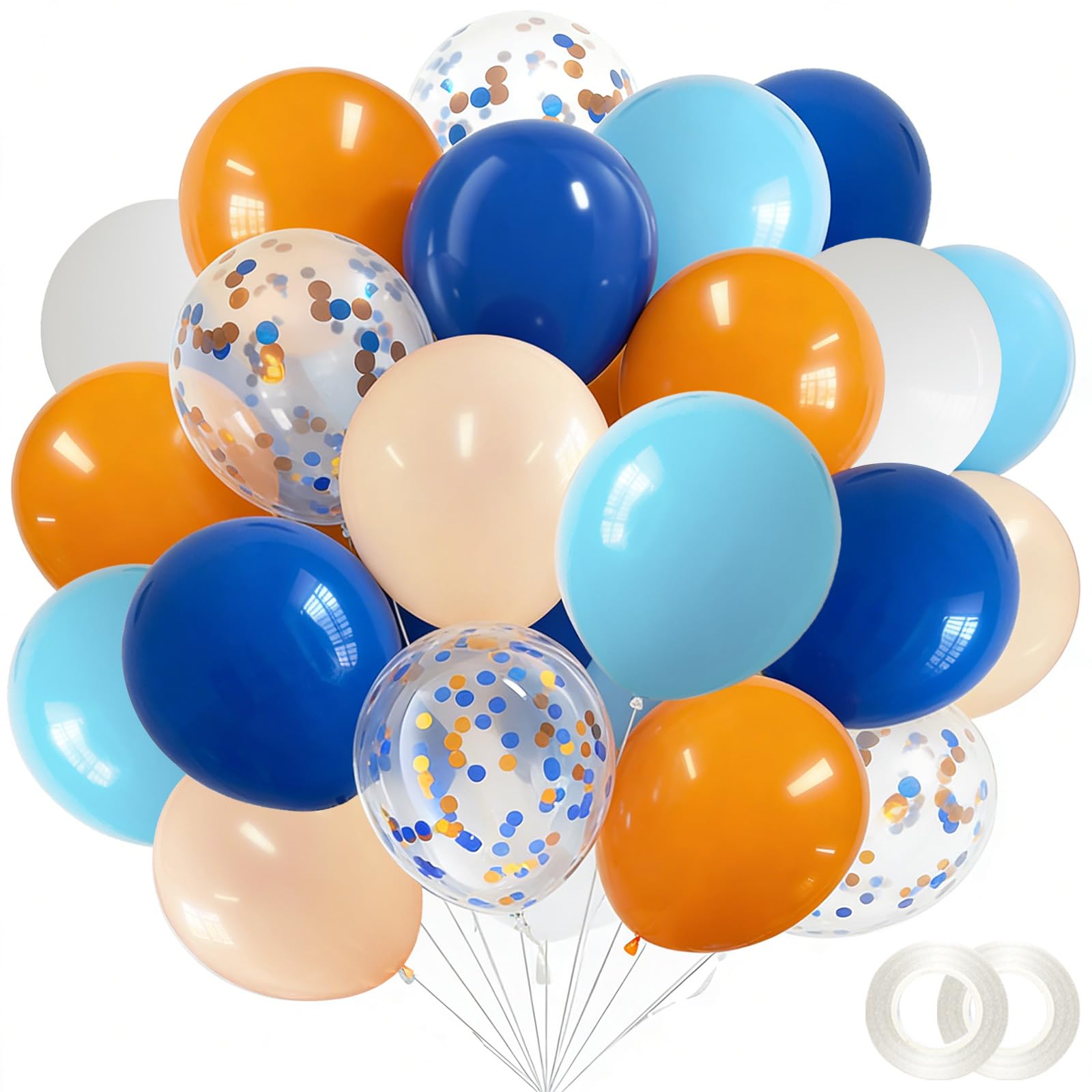 ANSOMO blue and orange latex balloons 12 inch 60 pcs set