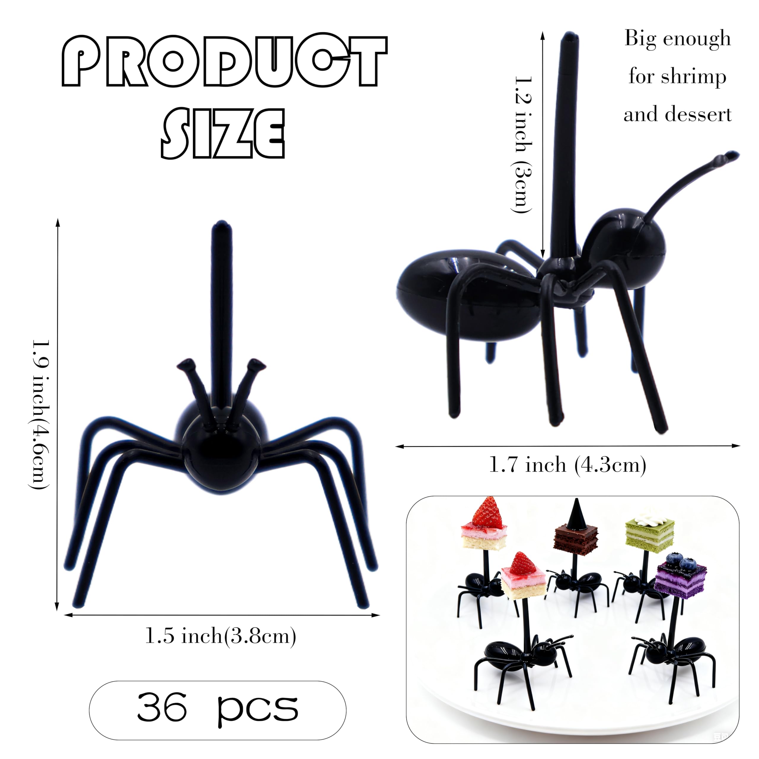 black ant toothpicks made of ABS plastic close up