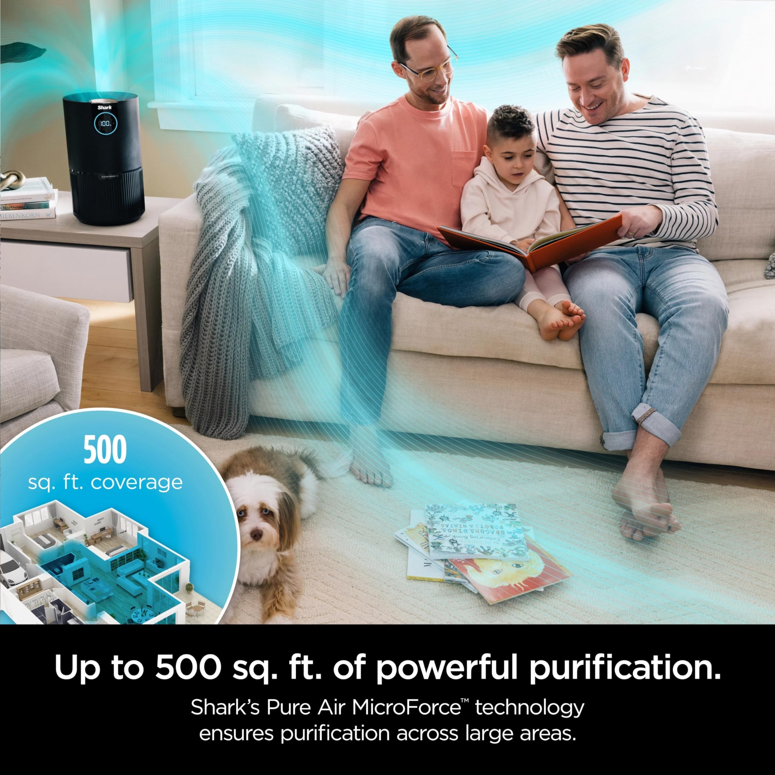 Purifier covering up to 500 square feet area
