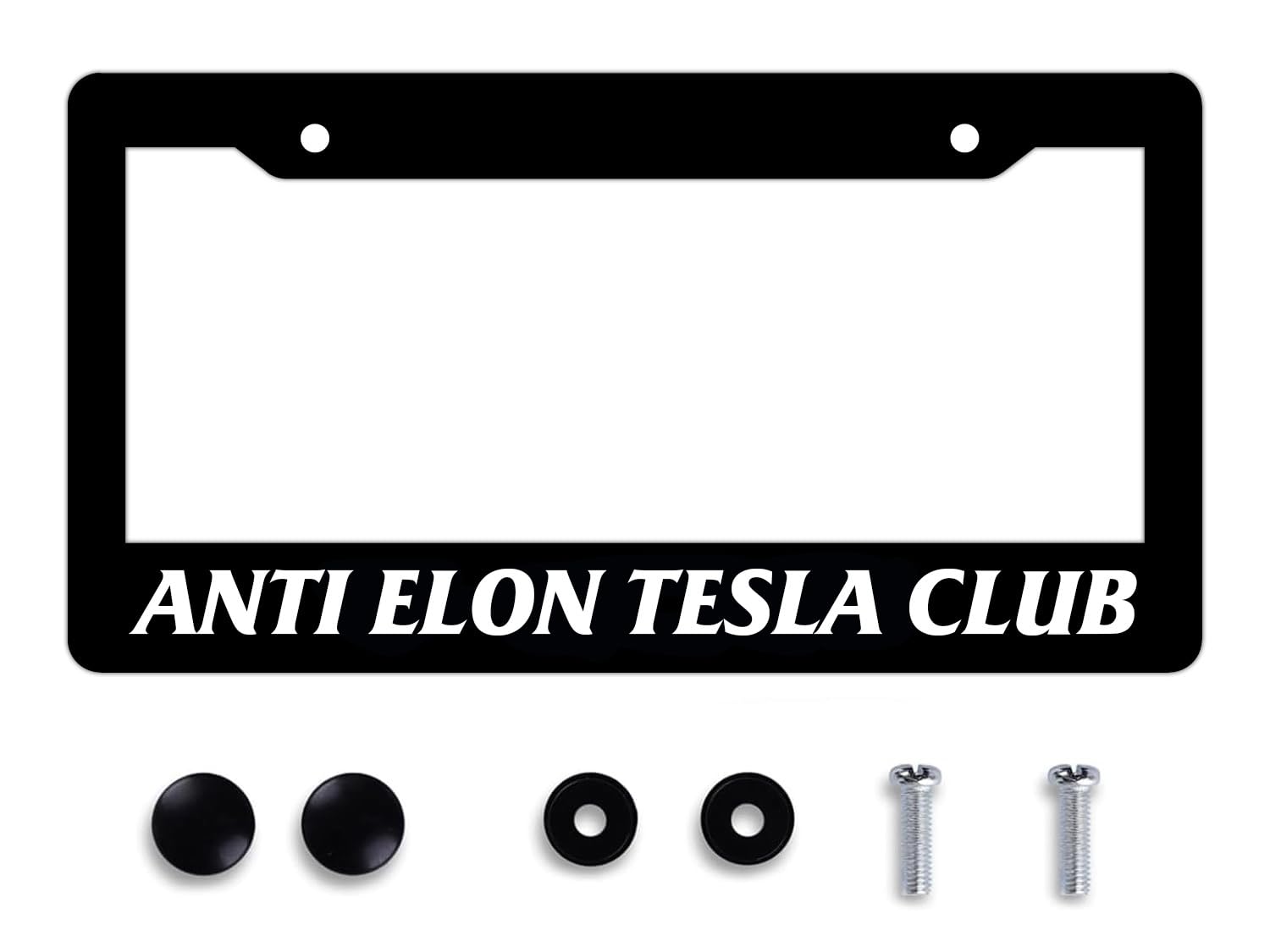 Anti Elon Tesla Club license plate frame 6.5 x 12.25 inches matte stainless steel