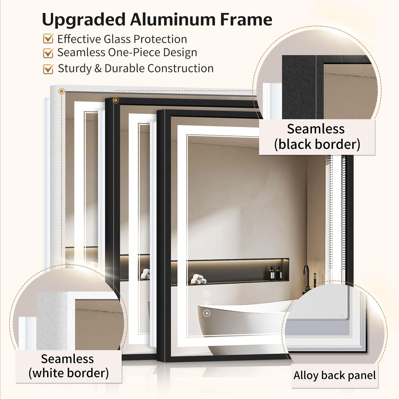 Anti-fog LED bathroom mirror with memory