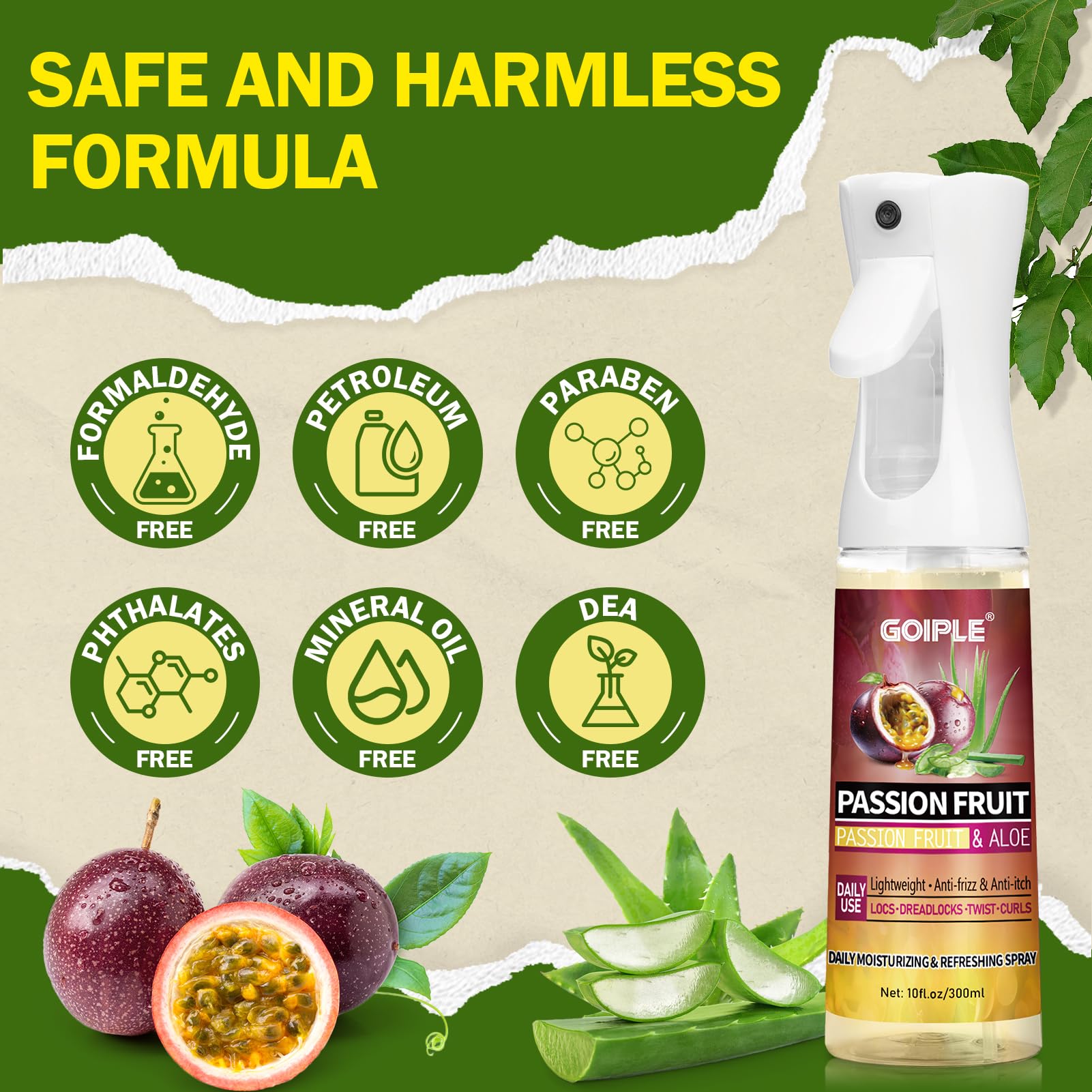 Anti itch braid spray bottle for locs