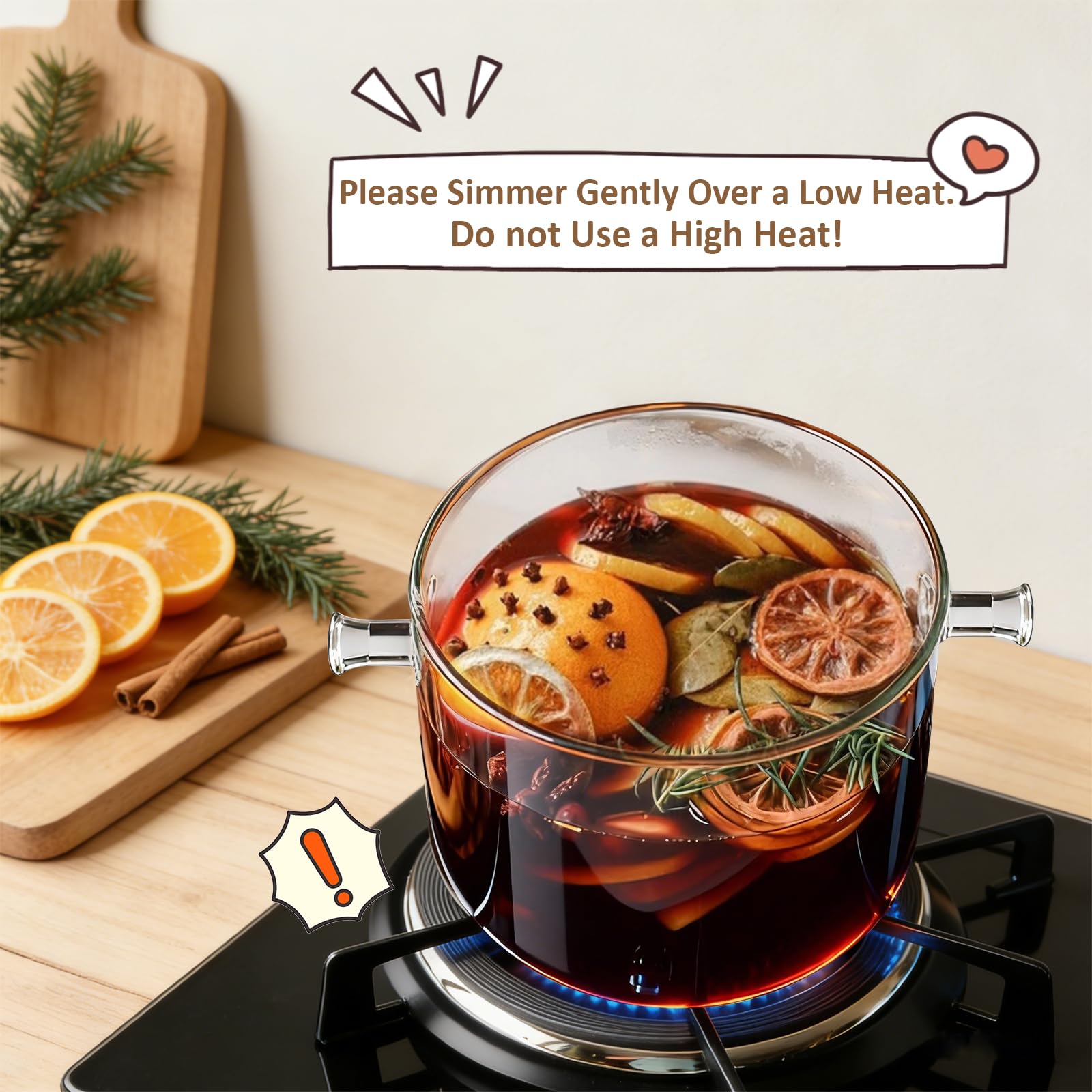 Flat bottom glass pot for electric and gas stoves