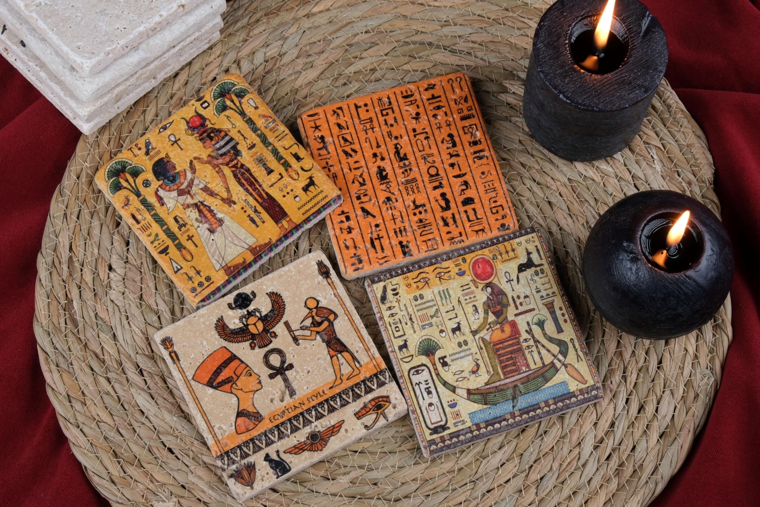 Ancient Egypt Coasters natural travertine stone formed over millions of years