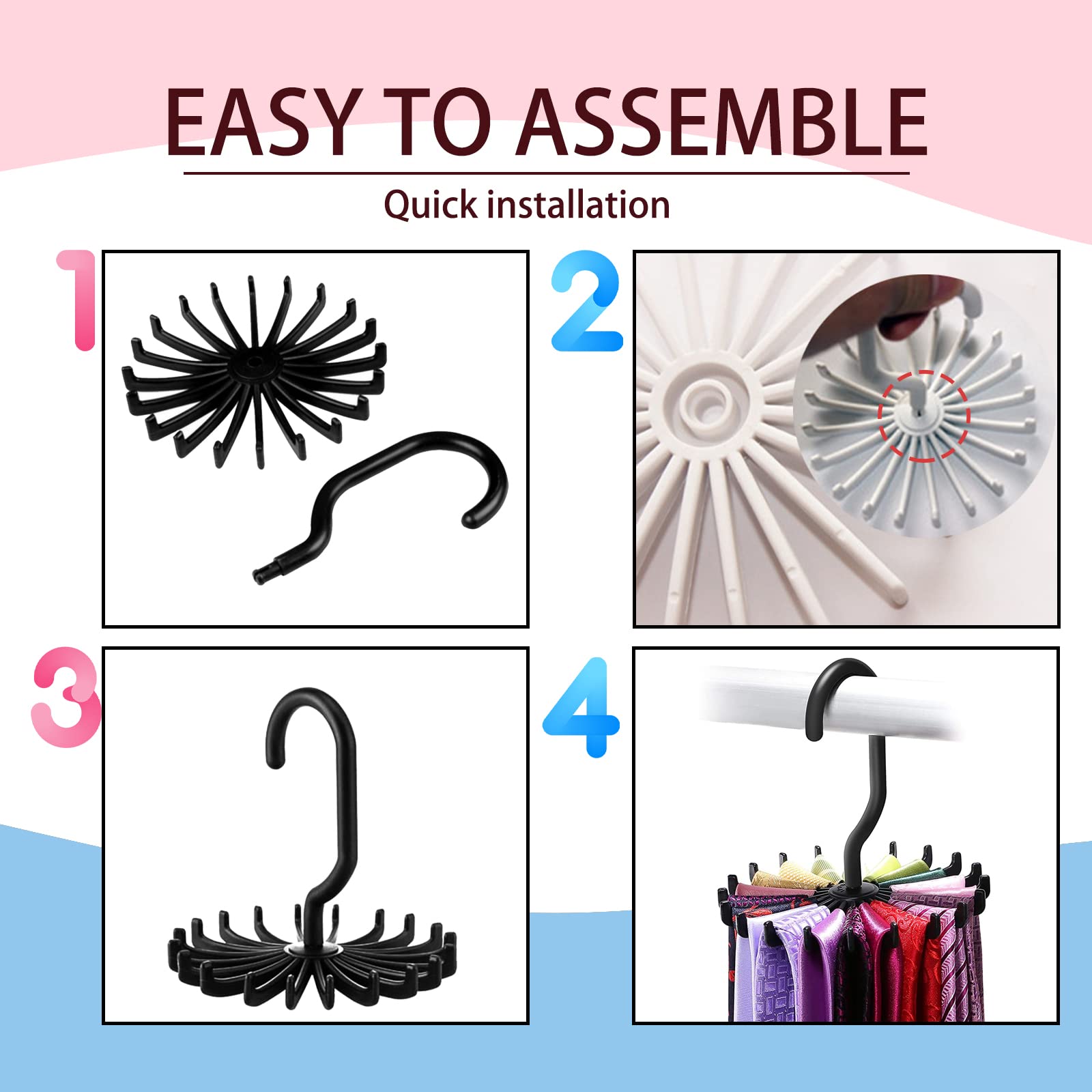 anti-slip arm securing ties on circular tie hanger