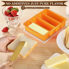 Two beechwood butter paddles and silicone spatula included