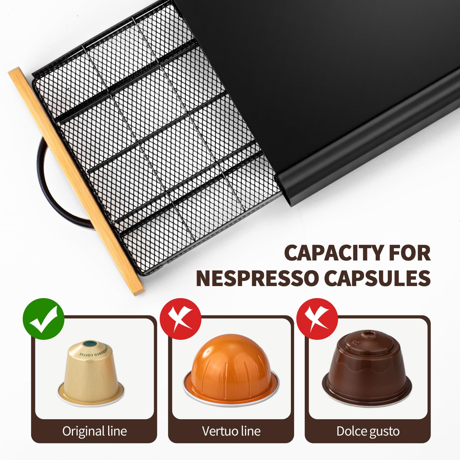 Anti-slip bottom on coffee pod drawer