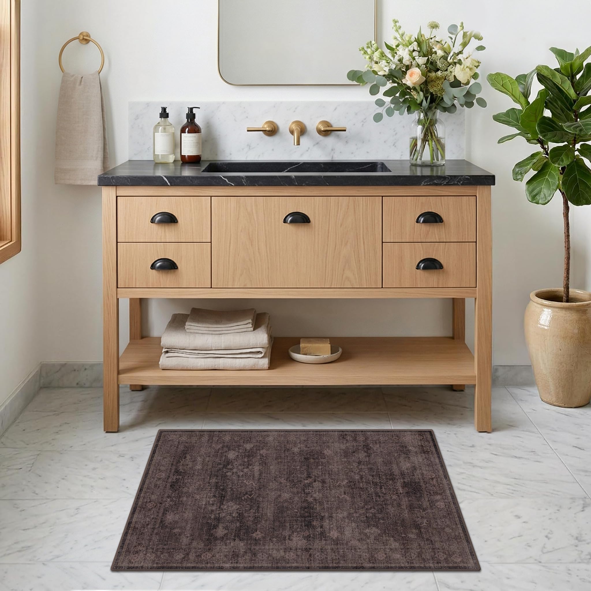 Low-pile 0.25 inch rug passes under doors easily