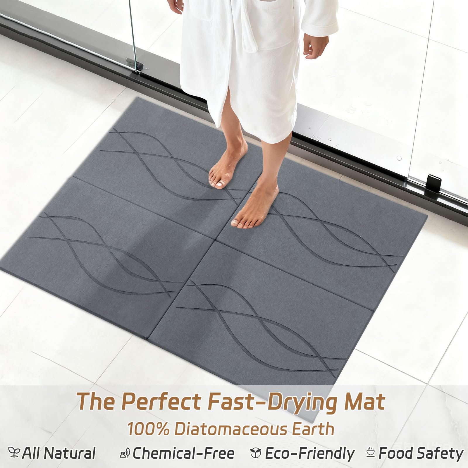 Quick-drying diatomite bath mat for dry feet after showers